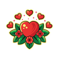 Illustration of vintage love vector with flowers