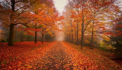 Fototapeta premium 紅葉が舞い散る小道