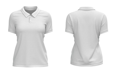 white women poloshirt shortsleeve tshirt jersey front and back view