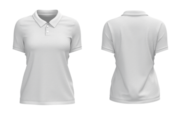 white women poloshirt shortsleeve tshirt jersey front and back view