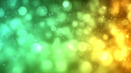Fototapeta premium Abstract Green Yellow Bokeh Background With Sparkling Lights
