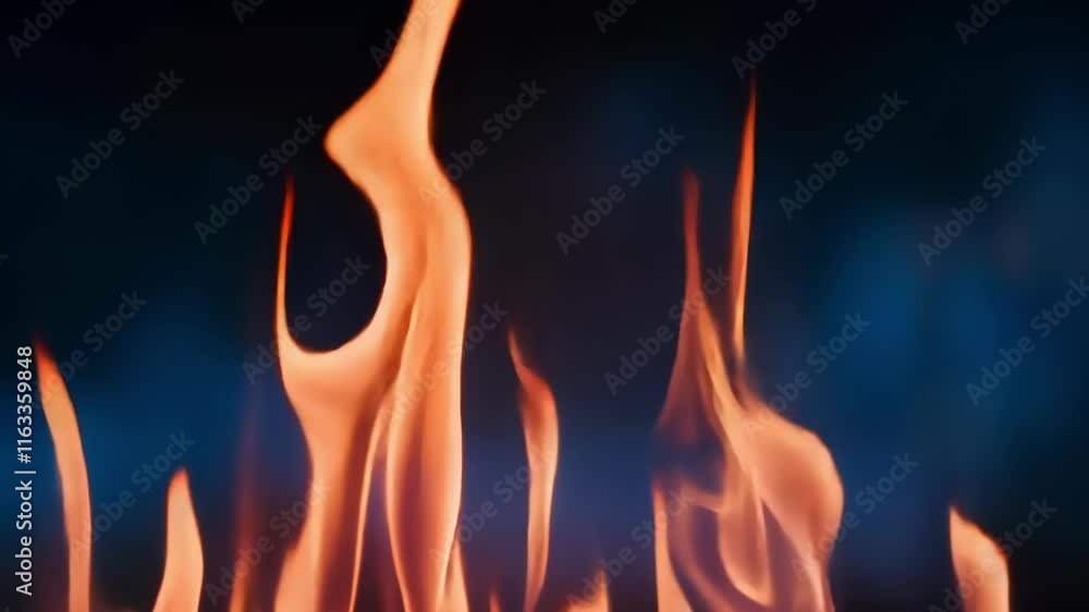 Poster dynamic flames flicker against a dark background, creating an intense and warm atmosphere emphasizin