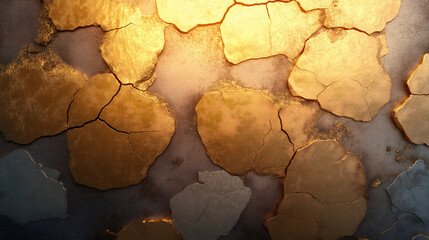 Golden Cracked Surface Texture – Luxurious Abstract Background
