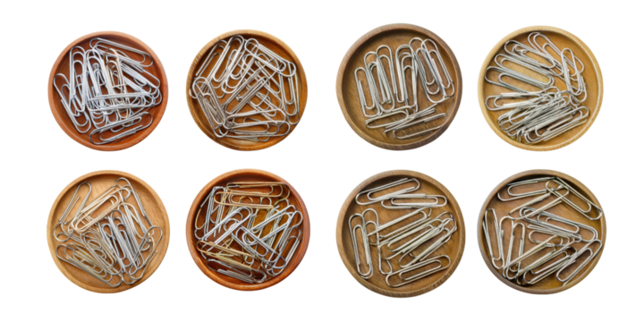 Assorted Paperclips in Circular Background Trays