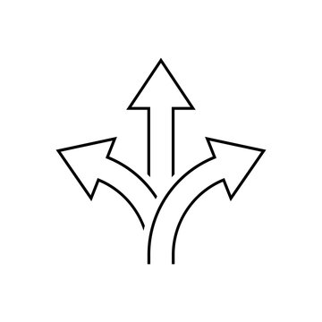 recommend clip art: Three way direction arrow outline icon in generic style. 3 arrows sign symbol