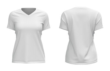 white women v neck shortsleeve tshirt jersey front and back view