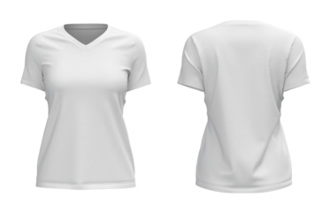 white women v neck shortsleeve tshirt jersey front and back view