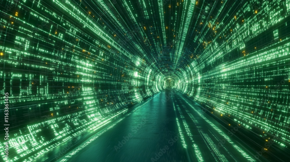 Leinwandbilder digital data flow on road with motion blur to create vision of fast speed transfer . concept of futu