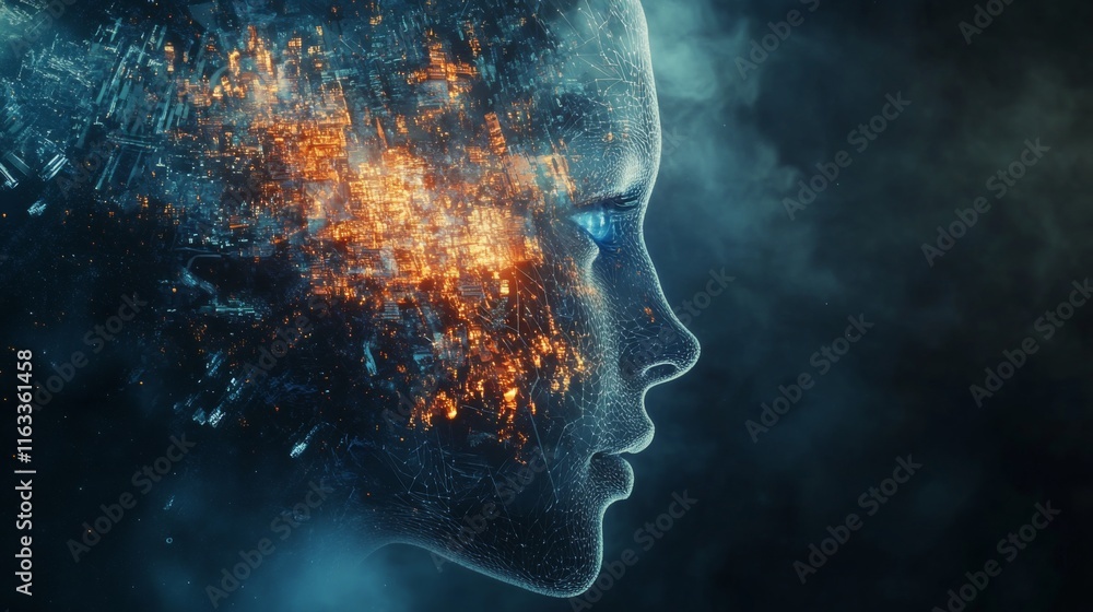 Poster digital transformation technology strategy, iot, internet of things. transformation of ideas and the