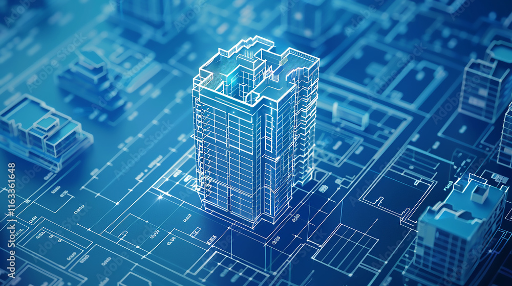 Poster blue city blueprint plans architecture ephemera border backgrounds drawing paper. abstract technolog
