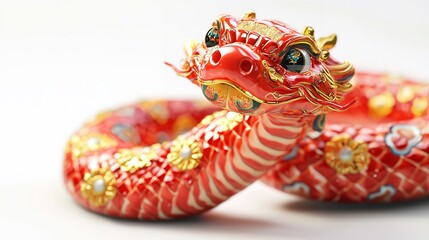Naklejka premium 3D Chinese Happy Red Snake with Happy Face Lunar