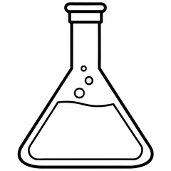 Chemistry Flask Line Art Vector Illustration