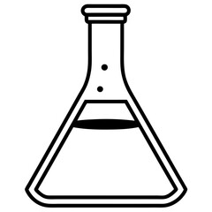 Chemistry Flask Line Art Vector Illustration