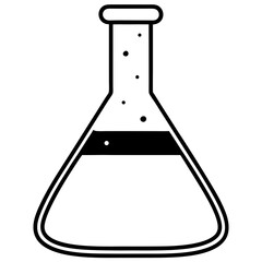 Chemistry Flask Line Art Vector Illustration