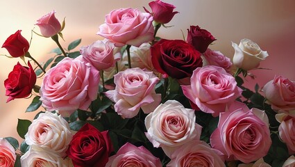 Fototapeta premium Romantic Beautiful roses background for valentines, wedding, couples