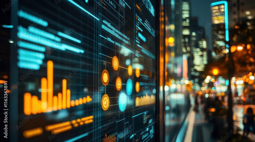 Poster abstract data visualization with vibrant colors
