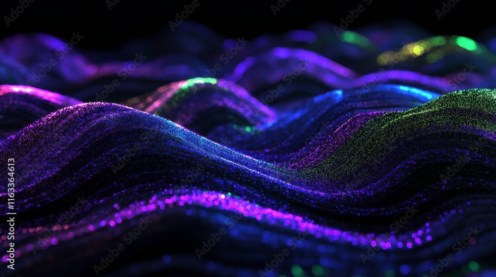Poster abstract finance data visualization with glowing effects