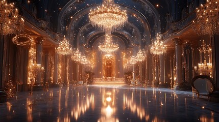 Elegant ballroom celebration in a luxurious fantasy palace artwork