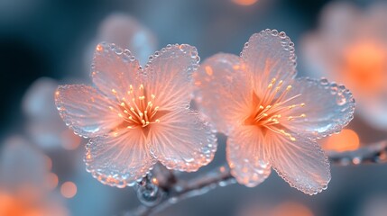 Dew Kissed Blossom Pair A Delicate Springtime Scene