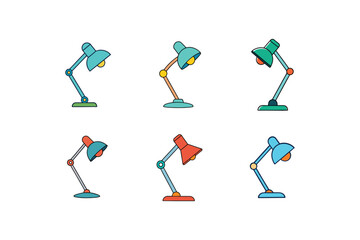 set of study lamps vector illustration, cartoon style vector icon of study lamp