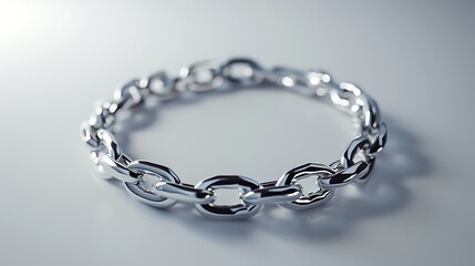 Obraz premium A simple, elegant silver bracelet on a white background, with soft lighting