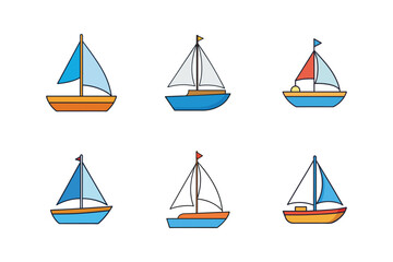 set of cartoon style sailboats