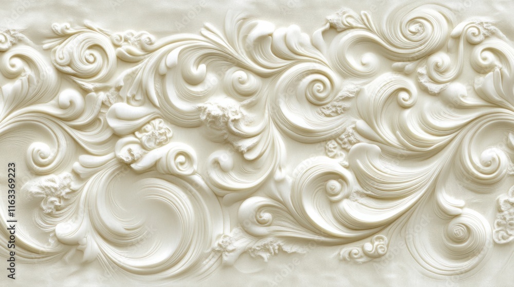 Poster a seamless cream design with intricate swirling motifs and subtle texture for an upscale and refined