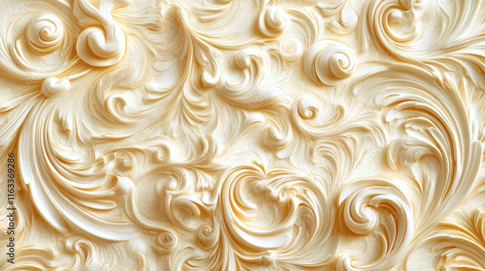 Poster a seamless cream design with intricate swirling motifs and subtle texture for an upscale and refined