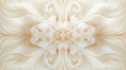 A seamless cream-colored background with flowing, symmetrical floral motifs and subtle highlights for elegance