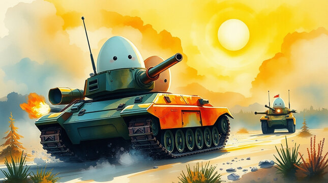 Boiled egg drive a tank