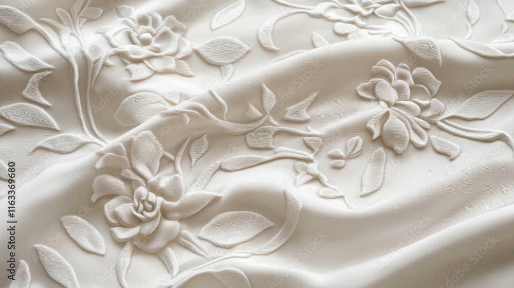 Poster a seamless cream-colored design featuring intricate curved patterns and soft floral motifs for a sop