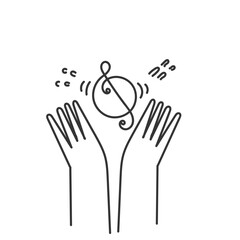 doodle hand holding music note