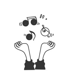 doodle hand holding music note