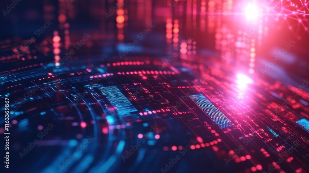 Poster futuristic analytics with glowing effects on isolated background
