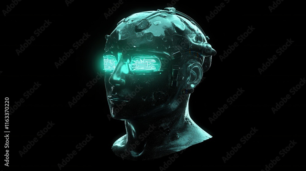 Poster futuristic computing concept with glowing elements