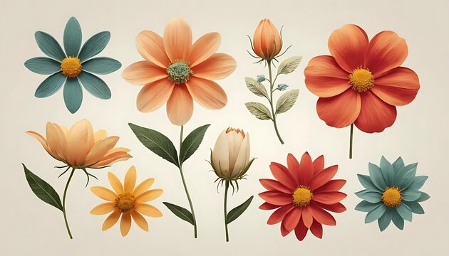 A Collection Of Pastel Colored Flowers Blooming Beautifully