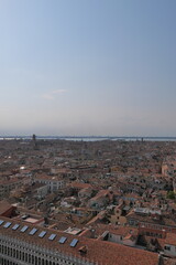 a panoramic view of Venice, clear skies and seas