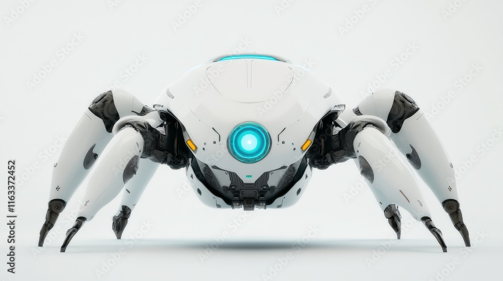 Poster futuristic robot with clean design on isolated background