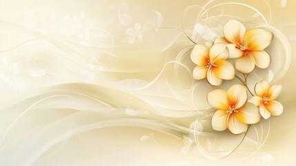 A soft cream background adorned with swirling patterns and subtle floral accents in a seamless, elegant design