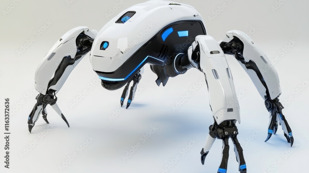 Poster futuristic robot with glowing effects on soft background