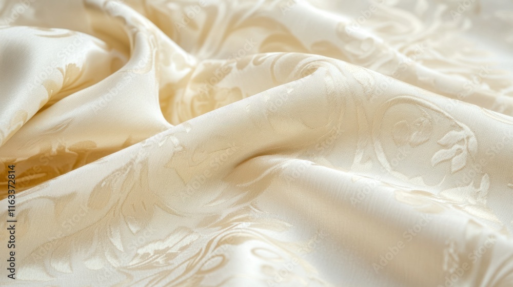 Poster a soft cream design with swirling floral-inspired motifs and subtle highlights in a seamless and har