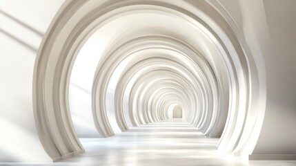 Obraz premium Infinite White Archway: A Journey Through Architectural Serenity