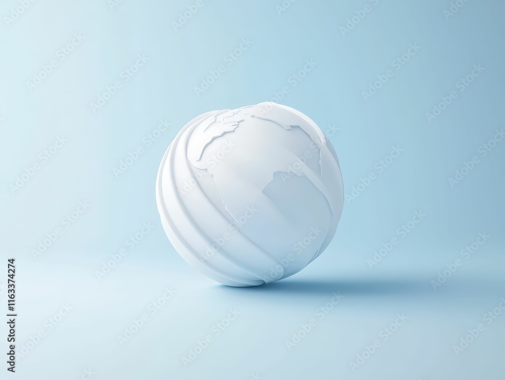 Poster 3d globe icon with gentle curves symbolizing global connectivity digital environment minimalist view