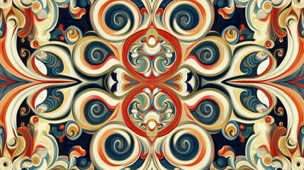 Abstract Swirls: Kaleidoscopic Pattern in Rich Autumn Hues