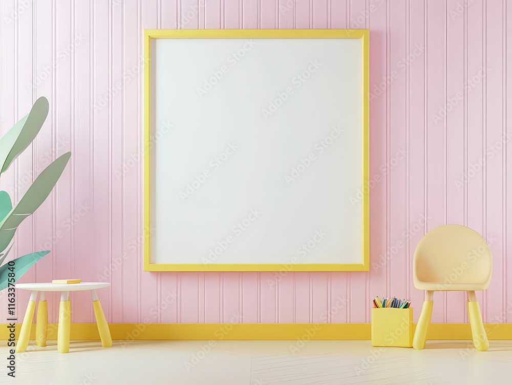 Poster 3d rendering of a school whiteboard in a modern classroom bright and inviting environment minimalist
