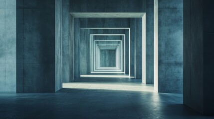 Obraz premium Endless Concrete Corridor: A Study in Architectural Minimalism