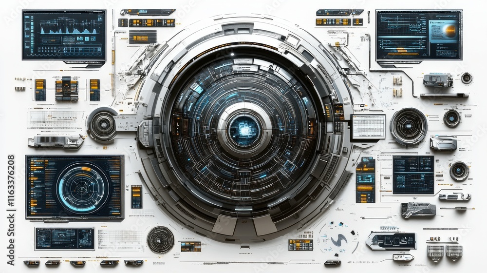 Poster innovative digital interface with high-tech elements