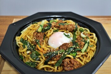 Dandan yakisoba (Japanese stir-fried noodles) purchased at a supermarket in Tokyo, Japan