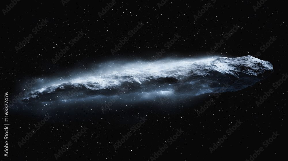 Aufkleber a large, long object is floating in space. the object is surrounded by a lot of stars and he is very
