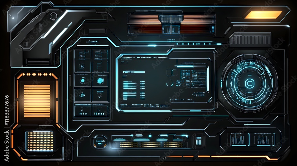 Poster futuristic technological interface control panel display